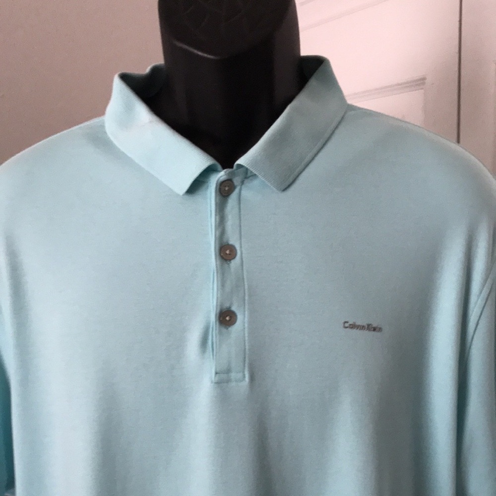 CALVIN KLEIN Mens Liquid Cotton Polo Shirt | XL - Picture 4 of 12